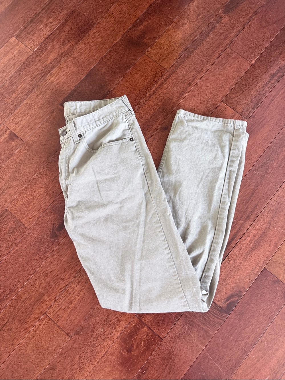 Levis 505 Regular Fit Jeans Mens 34x34 Tan Khaki Straight Leg Denim Waterless